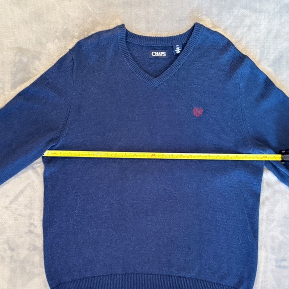 EEUC CHAPS Mens Pullover V Neck Sweater Cotton Navy Blue size Large - Picture 5 of 6